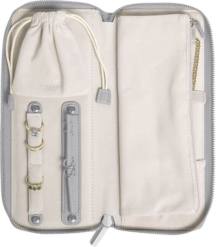 Estuche de Viaje para Joyas con espacio para anillos Stackers, gris piedra