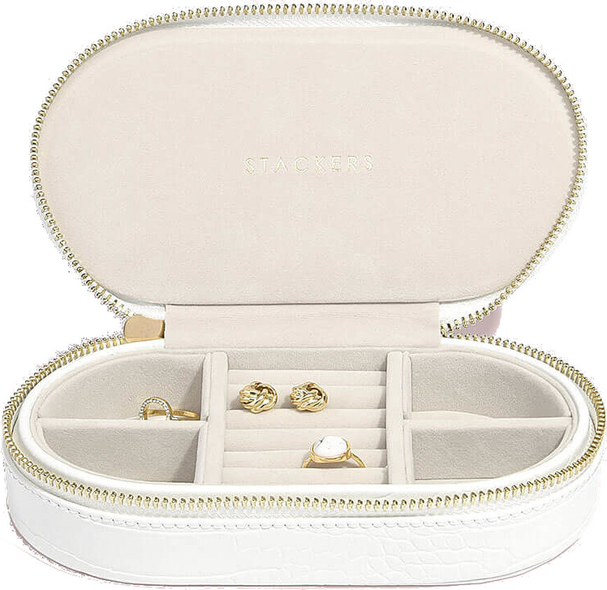 Estuche de viaje para joyas Travel Croc, efecto cocodrilo, ovalado