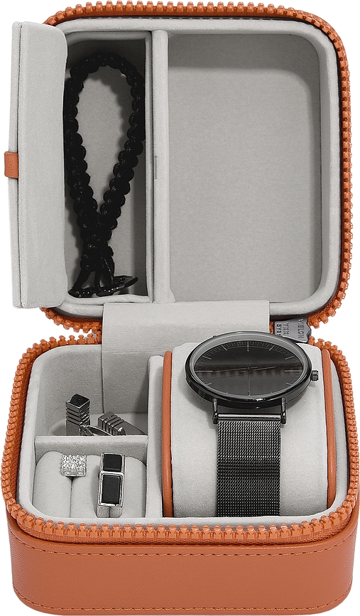 Estuche de viaje para joyas y reloj Stackers Canvas, naranja