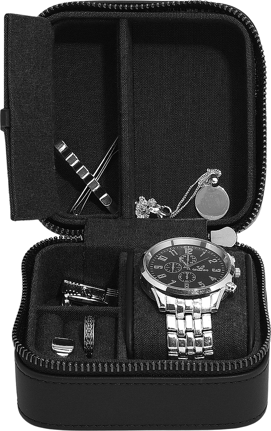 Estuche de viaje para joyas y reloj Stackers Men, negro