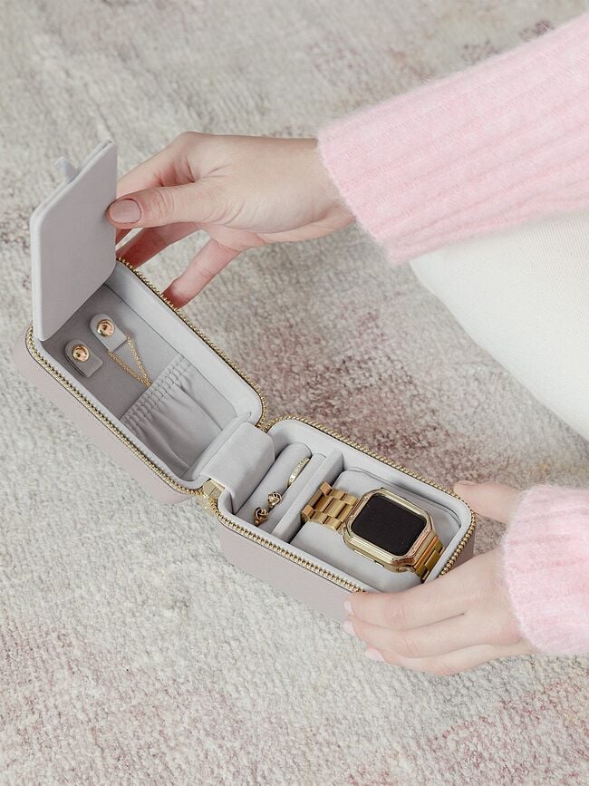 Estuche de viaje para joyas y reloj Stackers, gris piedra