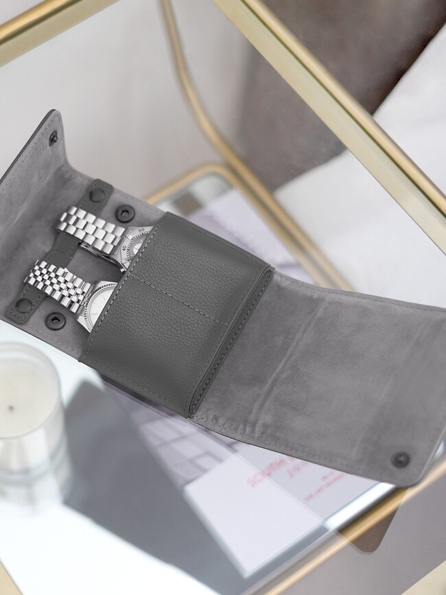 Estuche para relojes Stackers Pebble, doble, verde oliva