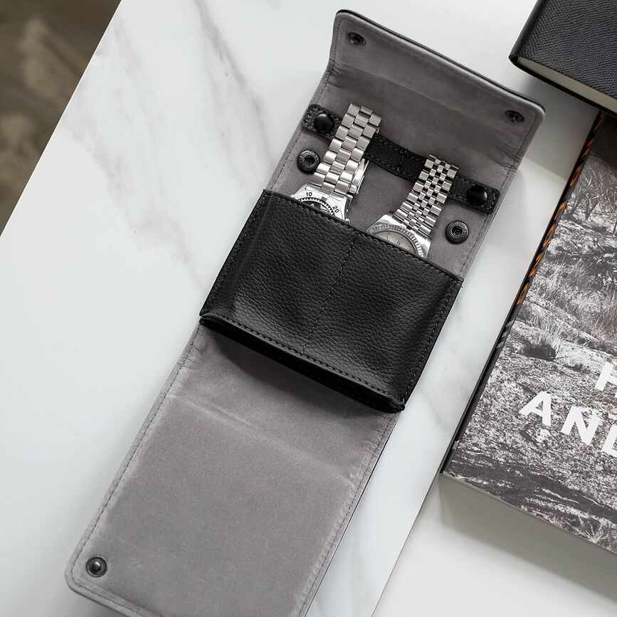 Estuche para relojes Stackers Pebble, doble, verde oliva