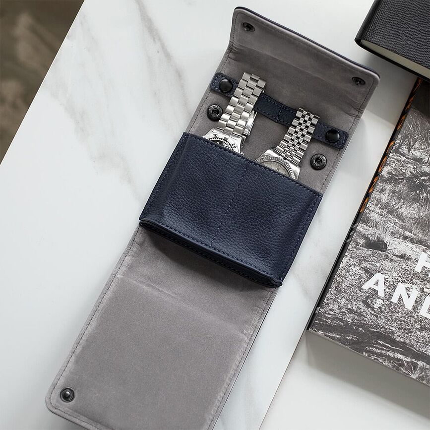 Estuche para relojes Stackers Pebble, doble, verde oliva