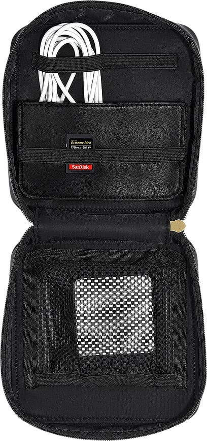 Estuche organizador de nailon Stackers, para cargadores y auriculares, negro