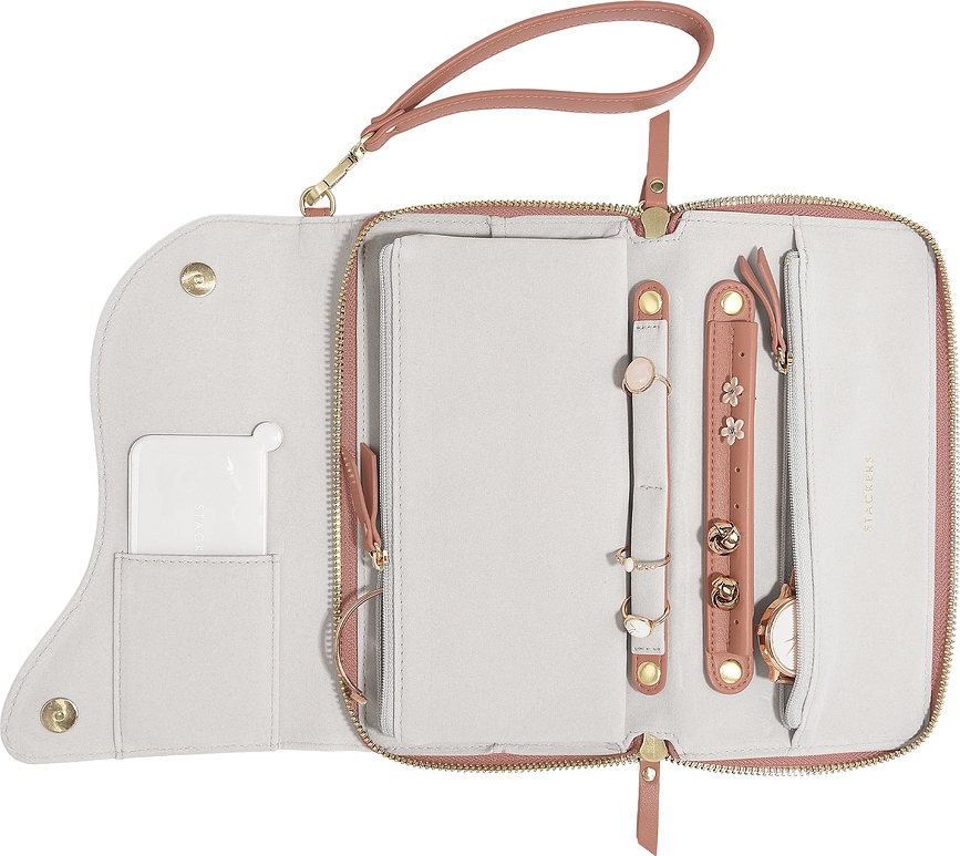 Joyero de Viaje Stackers Wave, tono crema y melocotón