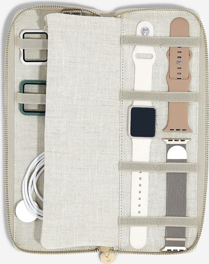 Estuche para relojes de lino Stackers, beige claro