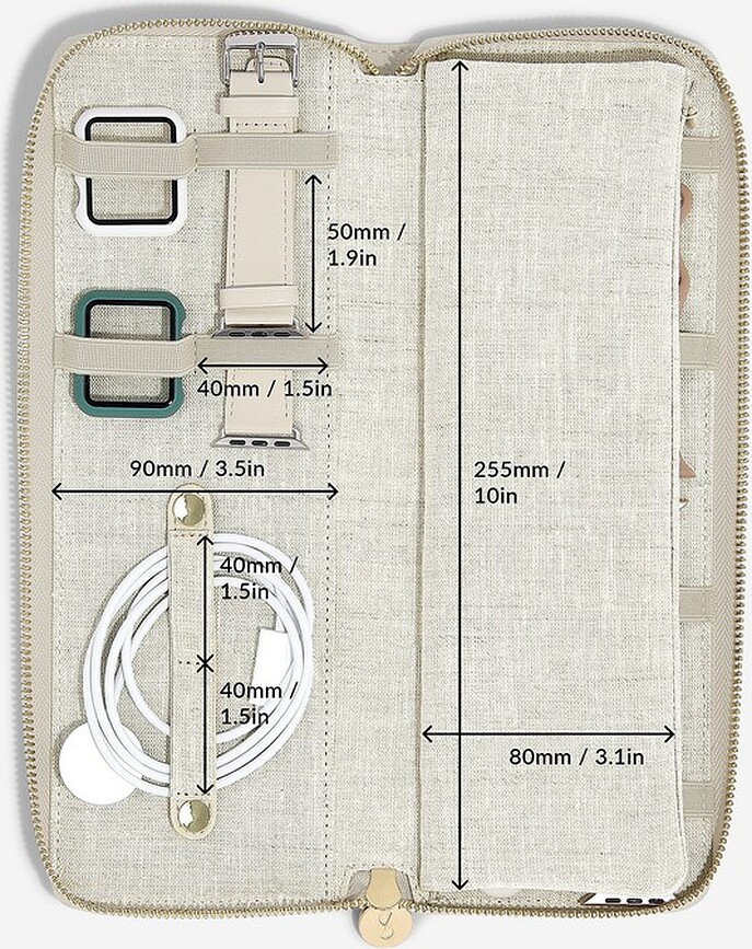 Estuche para relojes de lino Stackers, beige claro