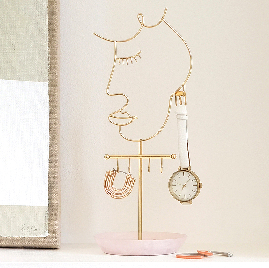 Face Porte-bijoux, en quartz rose