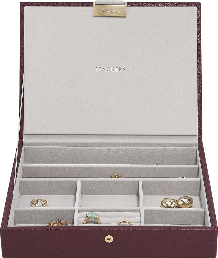 Joyero Classic Stackers, burdeos, con tapa