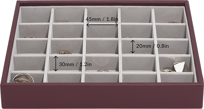 Joyero triple Classic Stackers, granate