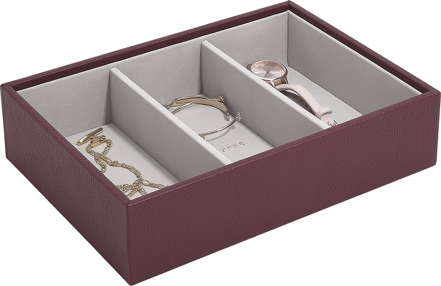 Joyero Classic Stackers de 3 compartimentos, burdeos