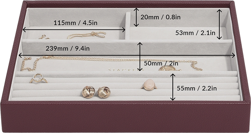 Joyero de 4 compartimentos Classic Stackers, burdeos