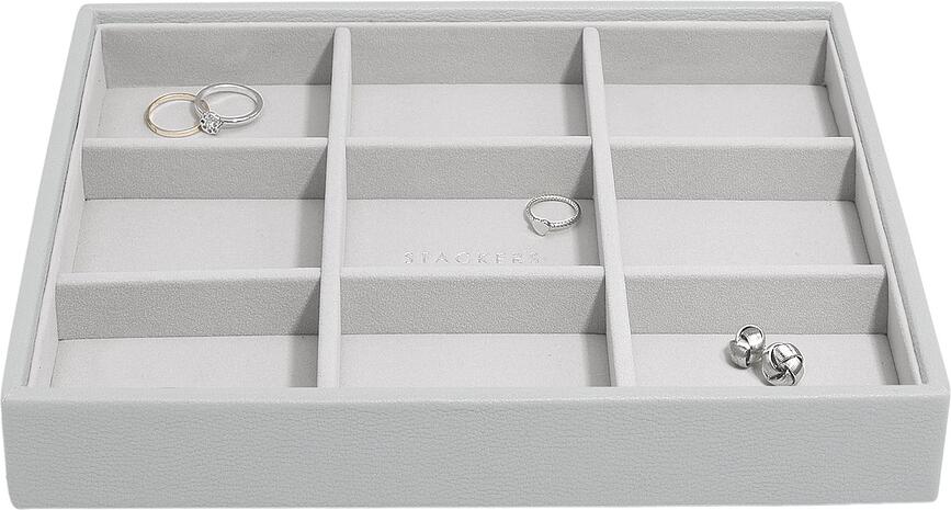 Joyero de 9 compartimentos Stackers Classic, gris piedra