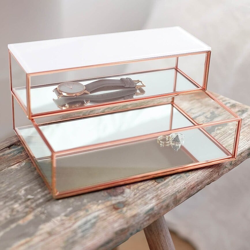 Joyero de cristal Stackers, grande, rosa