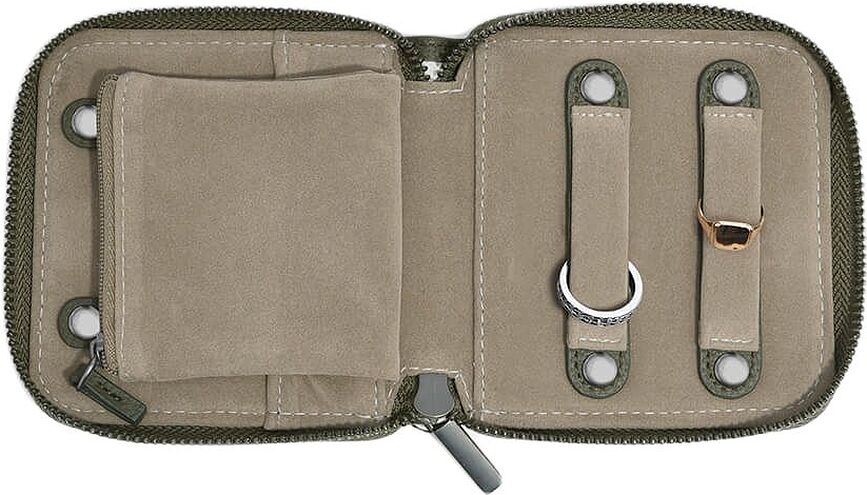 Joyero de Viaje con ranuras para anillos Stackers Pebble, pequeño, verde oliva