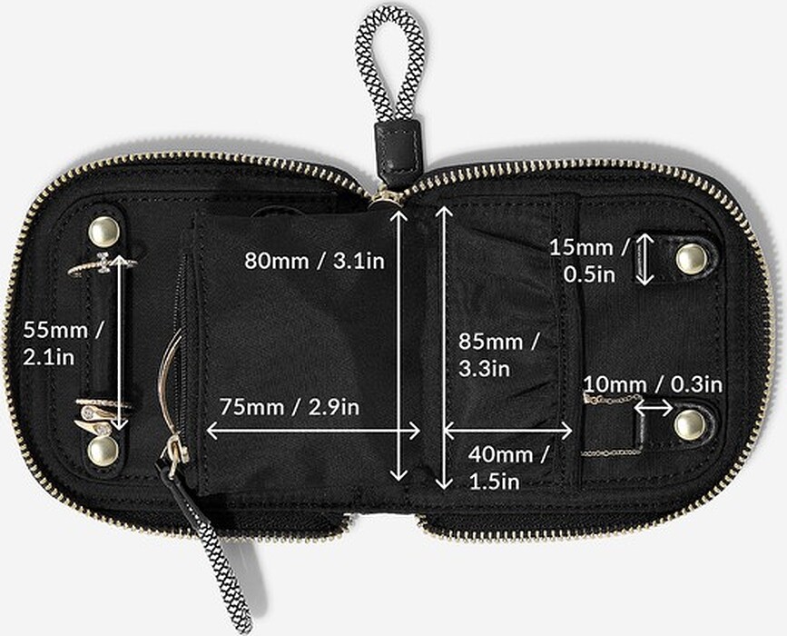 Estuche de viaje para joyas de nailon Stackers, pequeño, verde, con compartimento para anillos