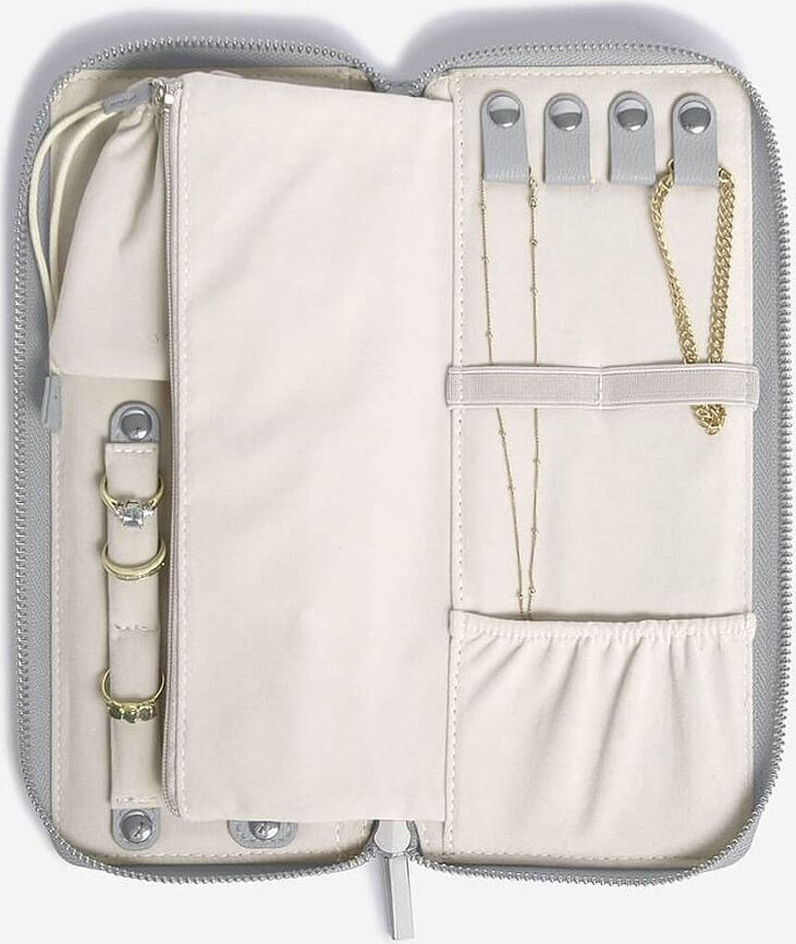 Joyero de Viaje Stackers, con espacio para anillos, burdeos