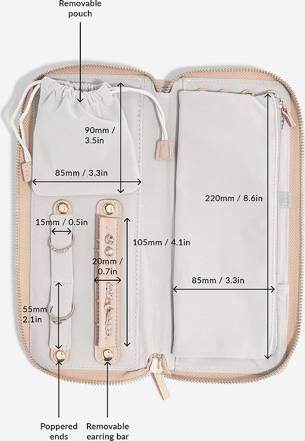 Joyero de Viaje Stackers, con espacio para anillos, burdeos