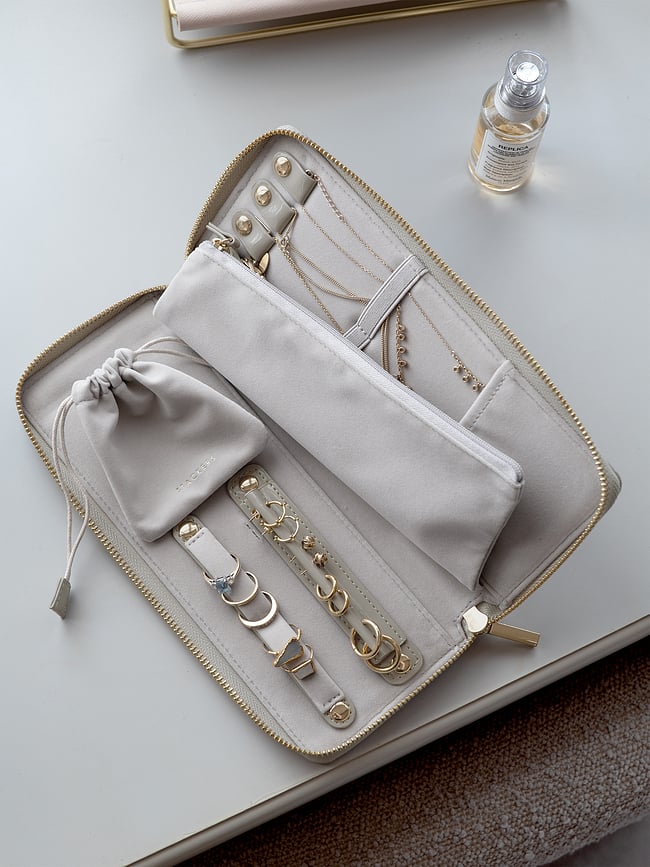 Joyero de Viaje Stackers, con espacio para anillos, burdeos