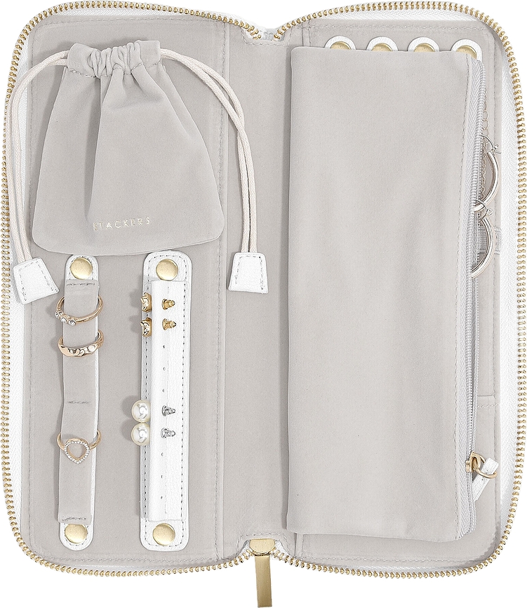 Joyero de Viaje Stackers Pebble, con compartimento para anillos, blanco