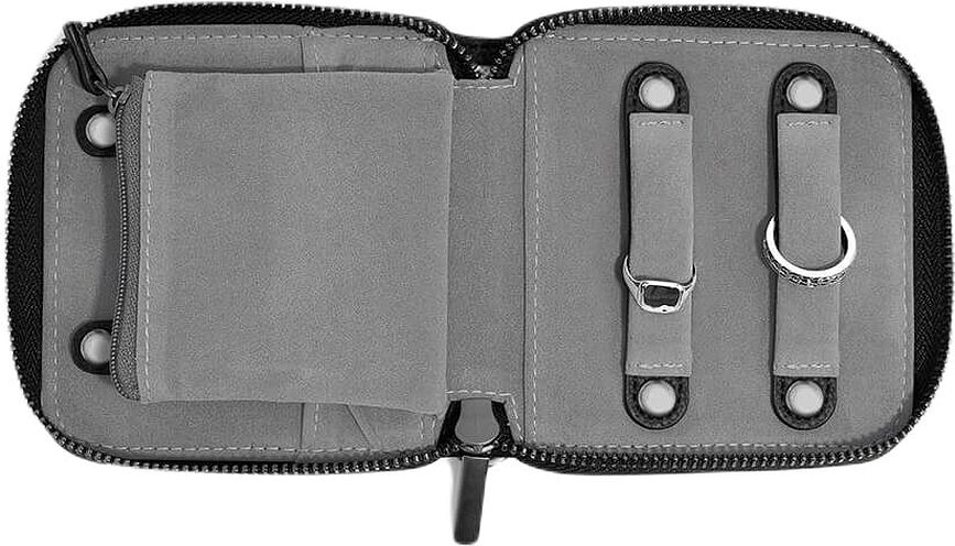 Joyero de viaje Stackers Pebble, pequeño, negro, con espacio para anillos