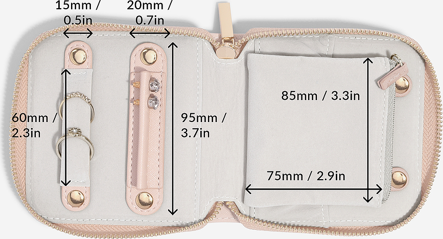 Estuche de viaje para joyas Stackers, pequeño, con espacio para anillos, color topo