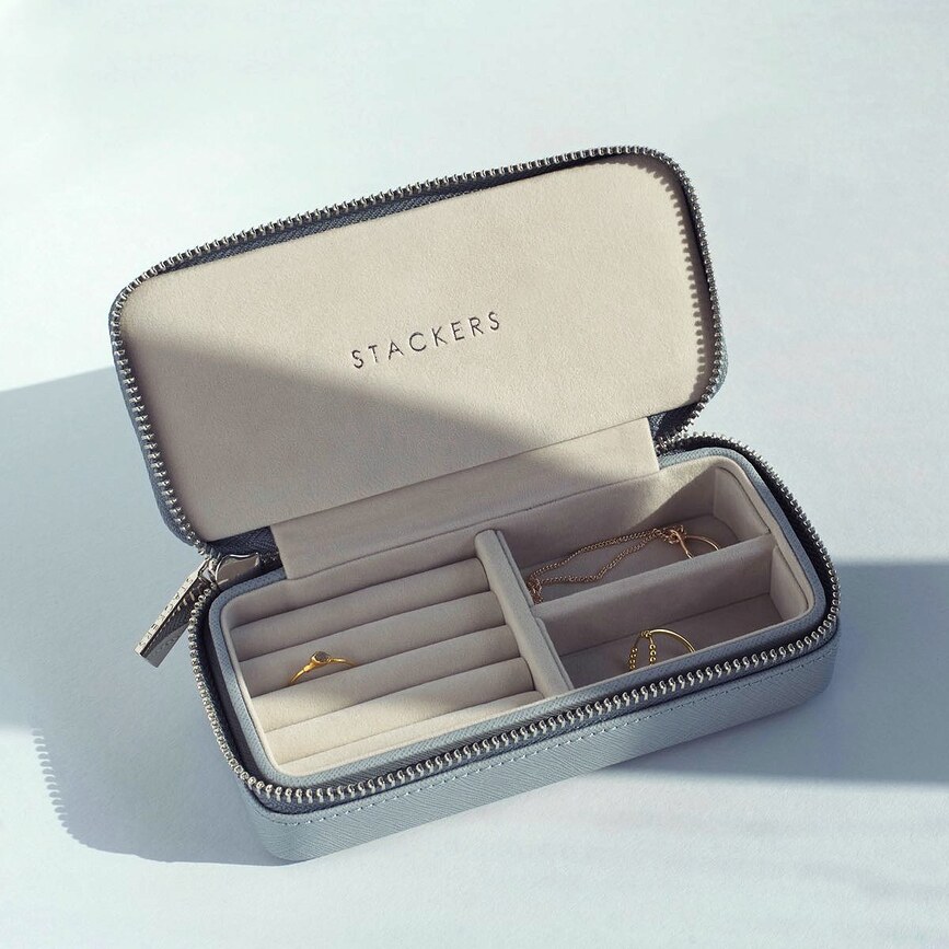 Caja de viaje para joyas Stackers Travel Medium, color topo