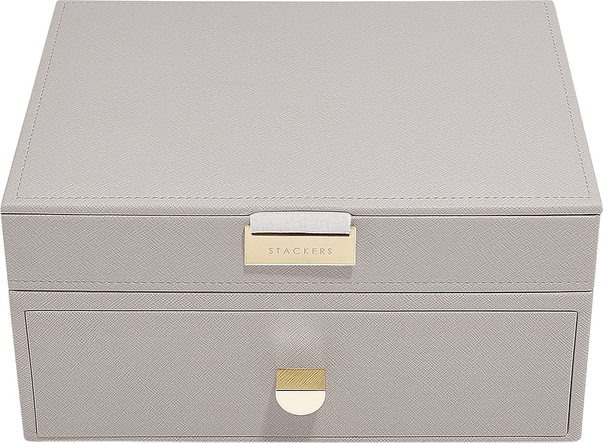 Joyero doble Stackers Classic, rosa claro, con cajón