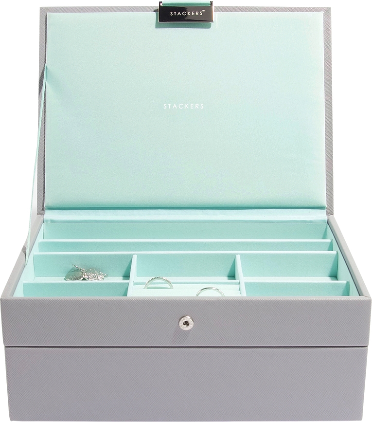 Joyero doble Stackers Classic, gris menta