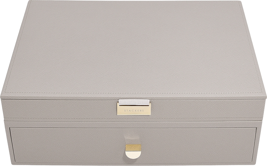 Joyero doble Stackers supersize, rosa claro, con cajón