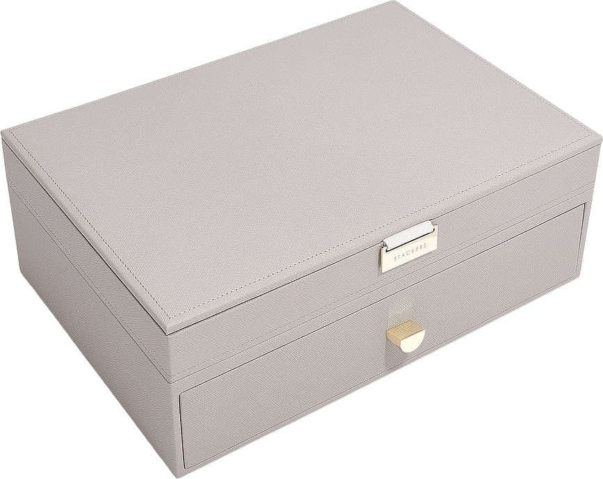 Joyero doble Stackers supersize, rosa claro, con cajón