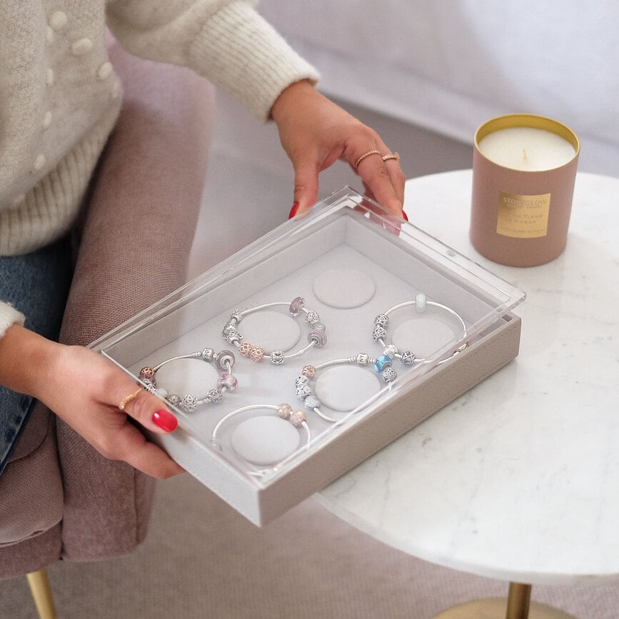 Caja Organizadora para pulseras de abalorios Stackers Classic, color topo, con tapa