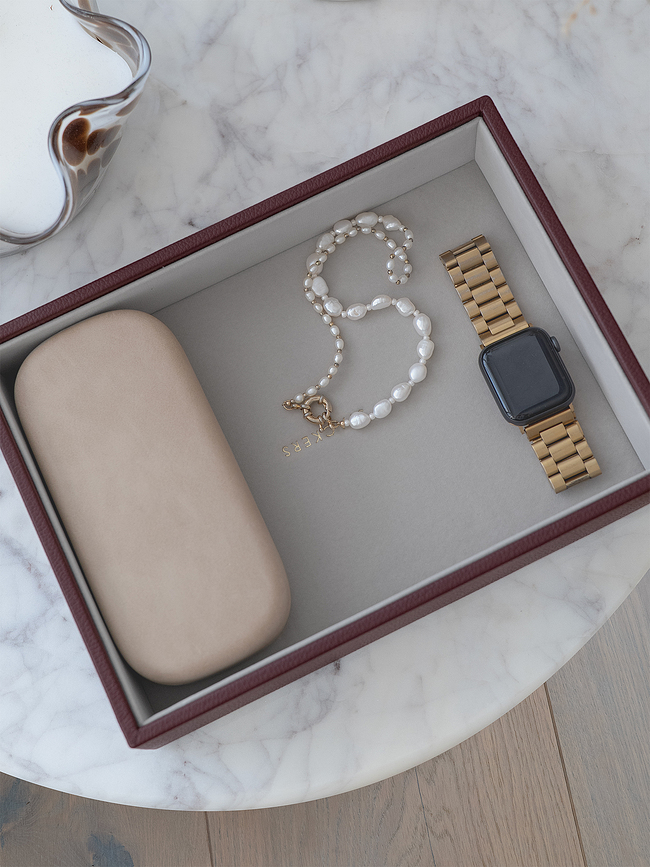 Joyero para relojes y joyas Classic Stackers, burdeos