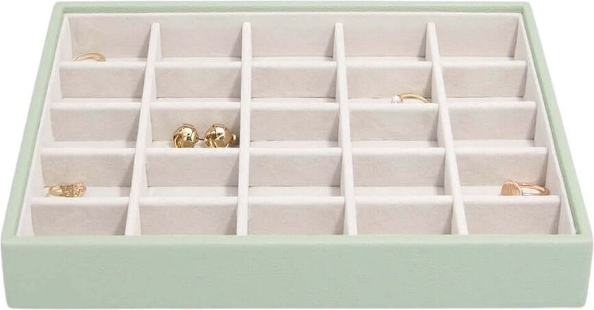 Joyero Stackers clásico, con 25 compartimentos, verde salvia