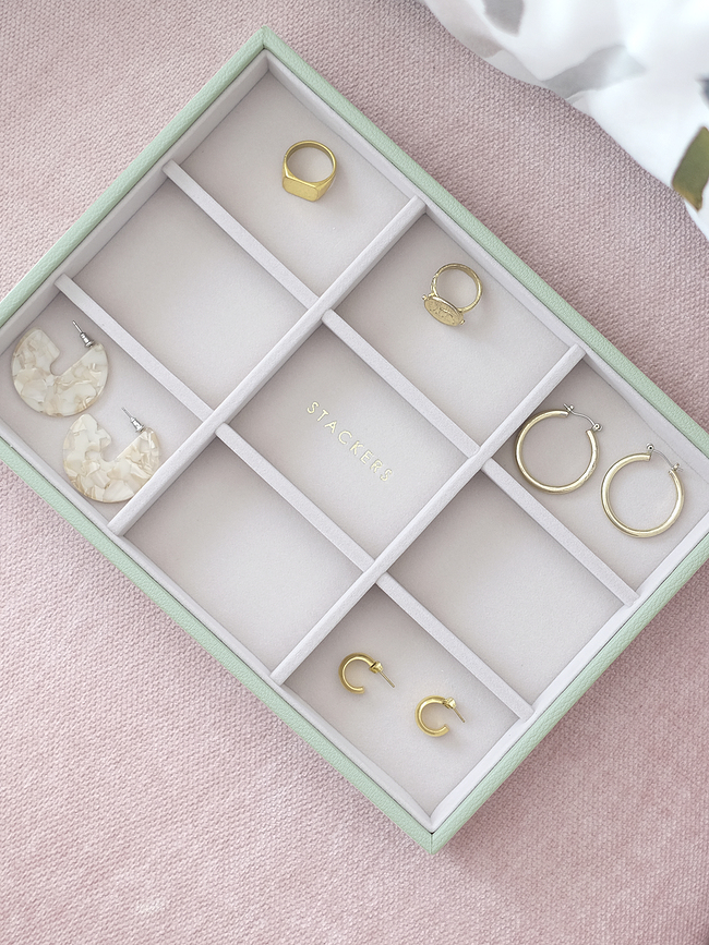 Joyero con 9 compartimentos Stackers, clásico, topo