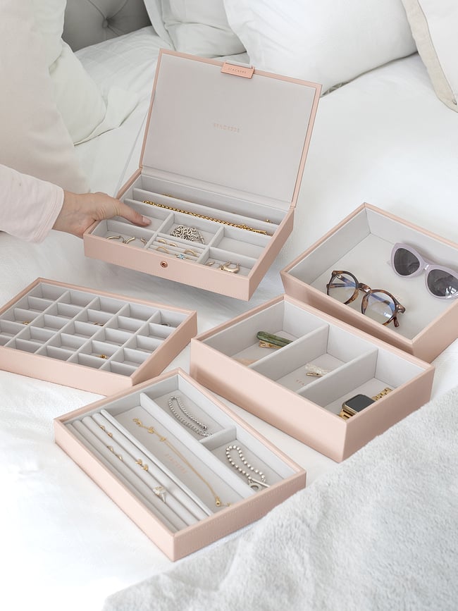 Joyero modular Stackers Classic, color topo, Set de 5 piezas