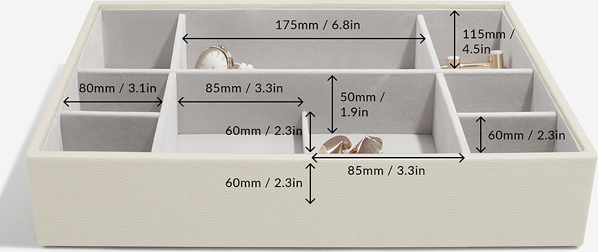 Joyero supersize Stackers, 11 compartimentos, blanco y beige