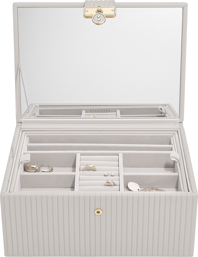 Joyero Stackers con asa, beige