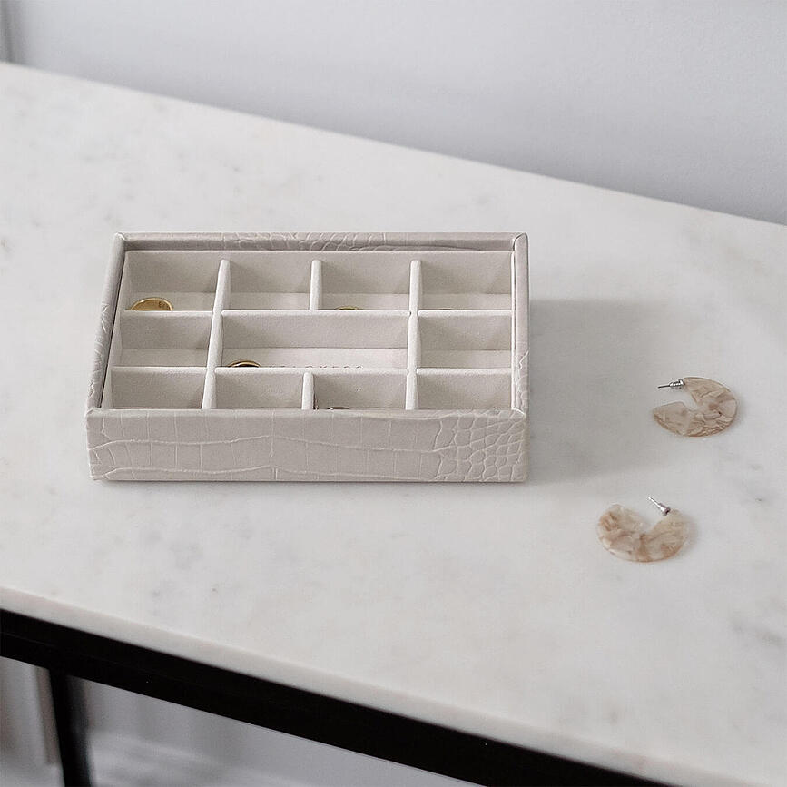 Joyero Stackers Croc, mini, rosa, con 11 compartimentos