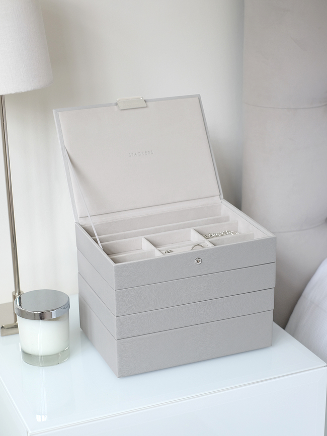 Joyero cuádruple Stackers Classic, color topo