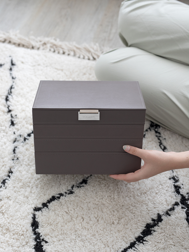 Joyero cuádruple Stackers Classic, color topo