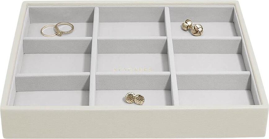 Joyero Stackers, de 9 compartimentos, clásico, beige claro