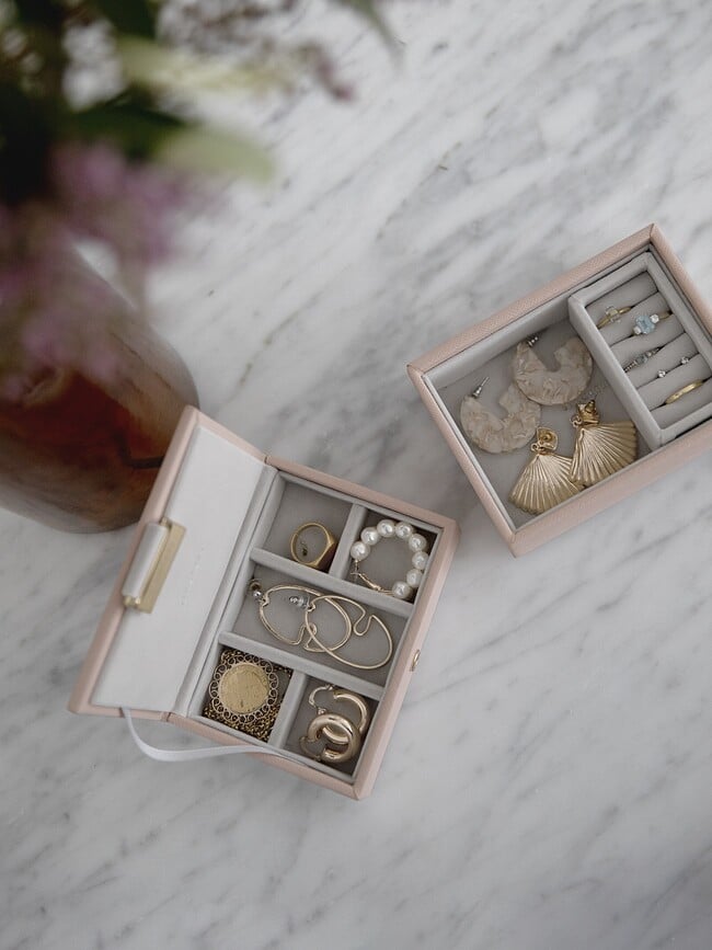 Joyero Stackers doble, micro, beige claro