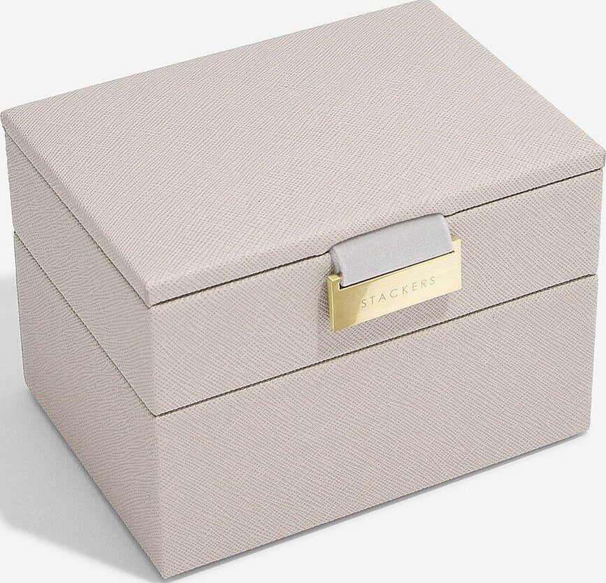 Joyero Stackers doble, micro, beige claro