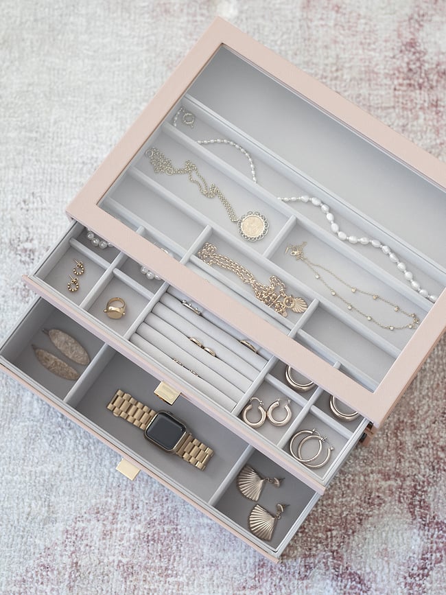 Joyero Stackers Pebble Supersize, gris piedra, con 2 cajones