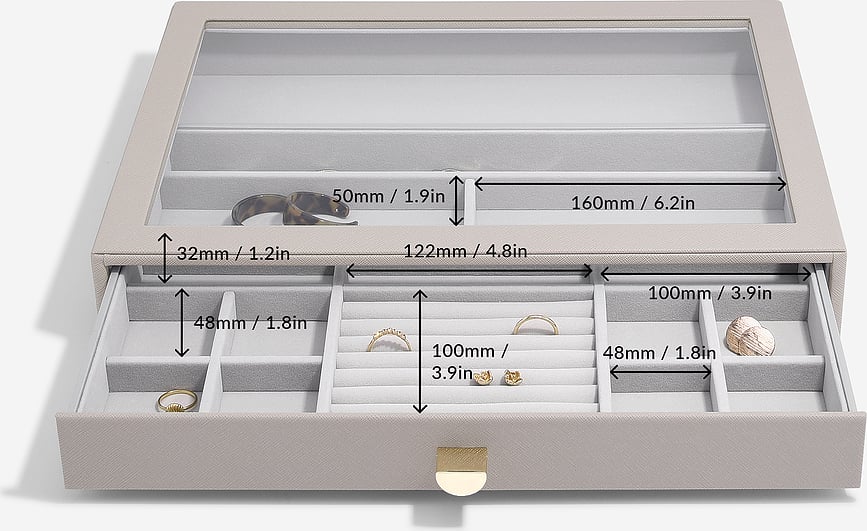 Joyero Stackers Pebble Supersize, gris piedra, con 2 cajones