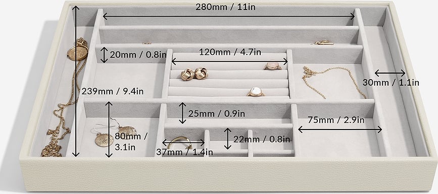 Joyero de 16 compartimentos Stackers, supersize, topo