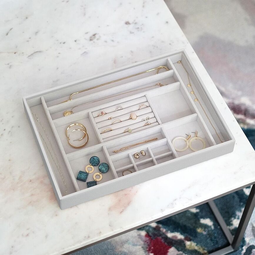 Joyero de 16 compartimentos Stackers, supersize, topo