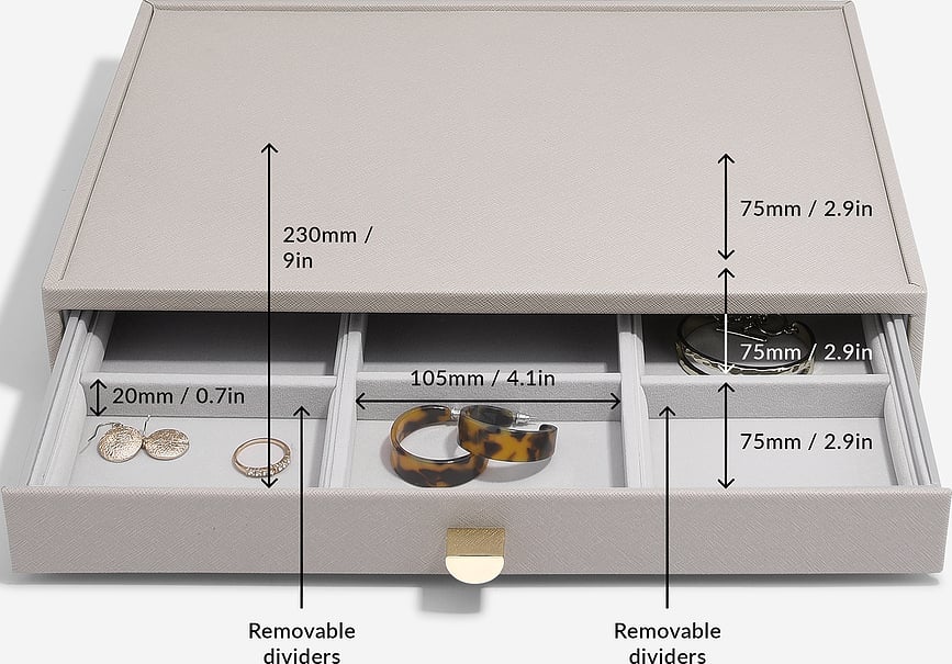 Joyero Stackers supersize, de 3 cajones, topo